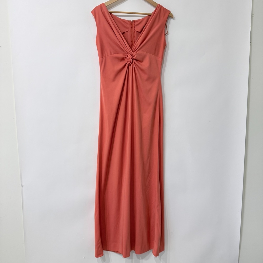 Vintage‎ 70s Claralura Coral Maxi Dress Size Medium Evening Retro Formal Event